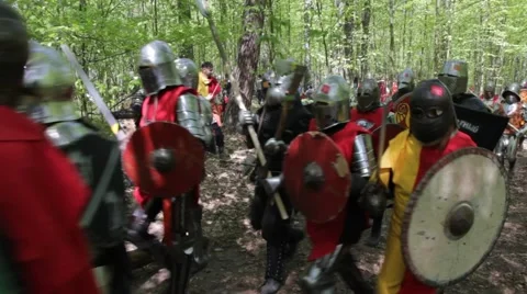 Great battle of the Knights in full armor (part 4) Video stock 40497342