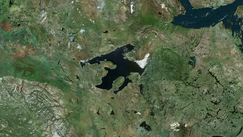 Great Bear lake map zoom in, canada lake Video stock 309356817