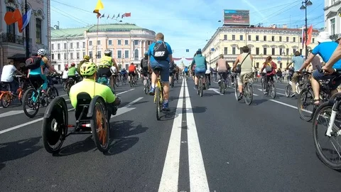 Great bicycle parade Stock Footage 90401467