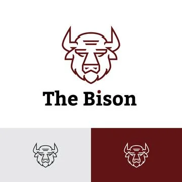 Great Bison Head Monoline Style Modern Logo Stock Illustration