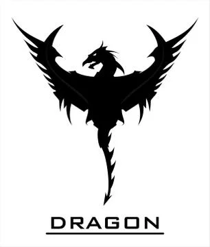 Great Black Dragon, spread its wing Stock Illustration