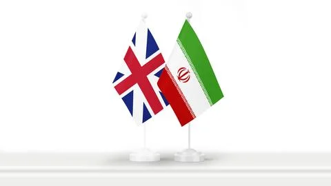 Great Britain and Iran flags Stock Illustration