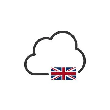 Great Britain Cloud Domain Server or storage. VPN concept. GB flag. Stock Illustration