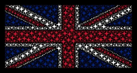 Great Britain Flag Collage of Space Star Items Stock Illustration