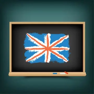 Great Britain flag draw school blackboard Stock Illustration