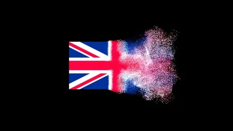 The Great Britain flag emerging from small particles Stock Footage 83164772