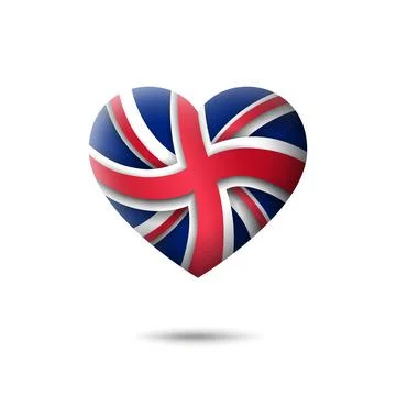 Great Britain flag icon in shape of heart. Abstract flag of united kingdom. UK Illustrazione stock