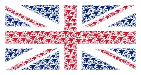 Great Britain Flag Pattern of Airplane Intercepter Items Stock Illustration