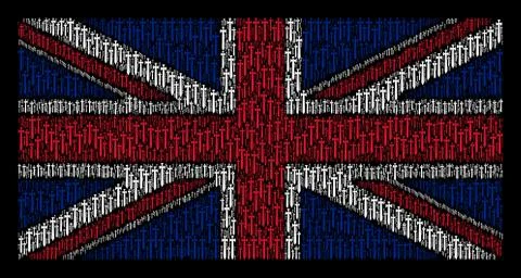 Great Britain Flag Pattern of Medieval Sword Items Stock Illustration