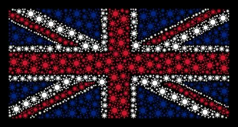 Great Britain Flag Pattern of Sun Icons Stock Illustration