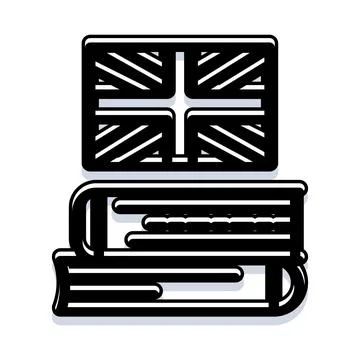 Great britain flag with textbooks for learning language Stock Illustration