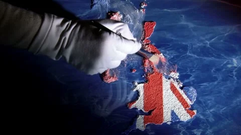 Great Britain map and flag, timelapse. Video stock 8858090