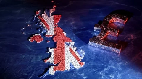 Great Britain map and pound symbol Stock Footage 8858532