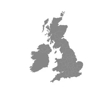 The Great Britain map in gray on a white background Stock Illustration