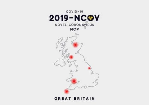 Great Britain Map infographics, Localization of outbreak of Virus Covid 19. N Stock Illustration