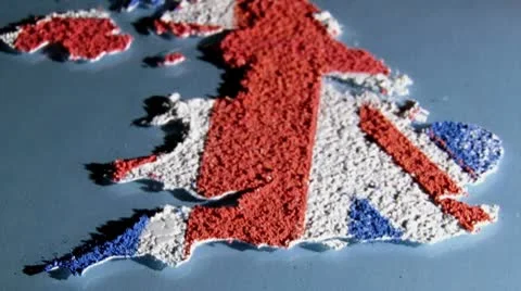 Great Britain map, low angle, light blue 動画素材 8859277