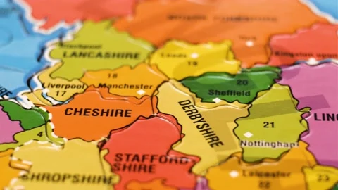 Great Britain Map Puzzle Blocks with English Cities. Close-Up Video Background, Stock-Footage 232029956
