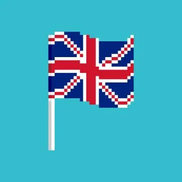 Great Britain Pixel flag. Pixelated banner British. political bit icon. Vecto Stock Illustration