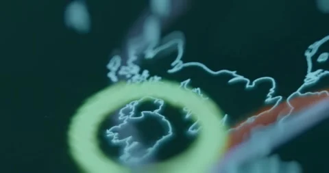 Great Britain under cyber attacks, real time world map Stock Footage 310804043