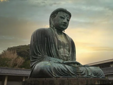 The "Great Buddha" (Daibutsu) bronze statue at the Kotoku-in Buddhist temple  Foto stock