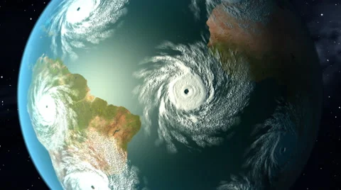 Great cataclysm, massive storms on Earth, CG animation. Video stock 65026302