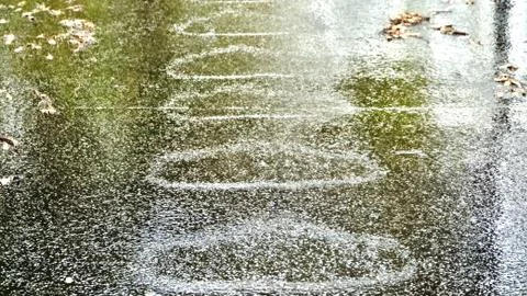 Great circles, ovals at regular intervals have formed during heavy rainfall Stock Photos