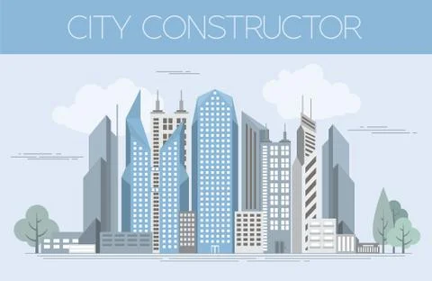 Great city map creator. Colour version. House constructor. House, cafe, resta Stock Illustration
