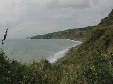 Great cliffs and the ocean Stock Footage