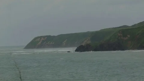 Great cliffs and the sea Stock Footage