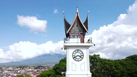 Great clock bukittinggi. (Drone View 4) Stock Footage 245982662