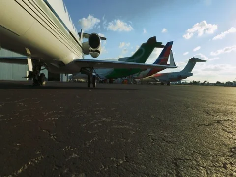 Great close-up shot of a private Jet parked at airport Stock Footage 78684001