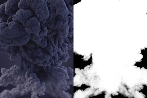 Great cloud of dark smoke with alpha channel. Modern 3d rendering illustration Stock Illustration