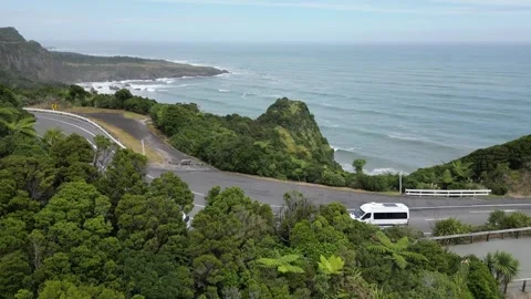 Great Coast Road Flyover Viewpoint – New Zealand Scenic Route Stock Footage 303284841