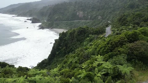 Great Coast Road Viewpoint – Flyover Shot Stock Footage 303284526