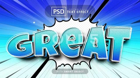 Great comic style text effect editable Modello PSD