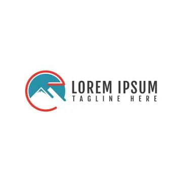 Great custom modern circle simple peak of mountain logo vector Stock Illustration