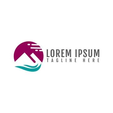 Great custom modern circle simple peak of mountain logo vector Stock Illustration