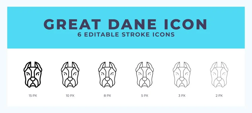 Great dane stroke icon for web. Mobile apps and ui. Stock Illustration