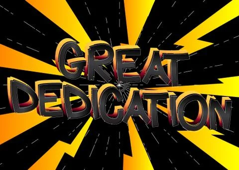 Great Dedication Comic book style cartoon words on abstract colorful comics b Illustrazione stock