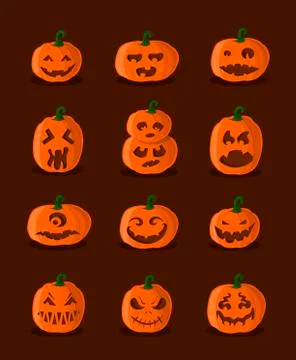 Great designed pumpkins for halloween Illustrazione stock