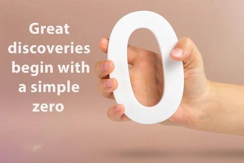 Great discoveries start from a simple zero. Close-up concept photo of a hand Stock Photos