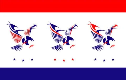 Great eagle in blue and red Stock Illustration