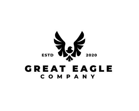 Great eagle spreading it wings. Flying eagle silhouette logo Stock Illustration