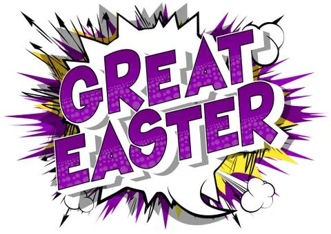 Great Easter - Vector illustrated comic book style phrase on abstract backgro Stock Illustration