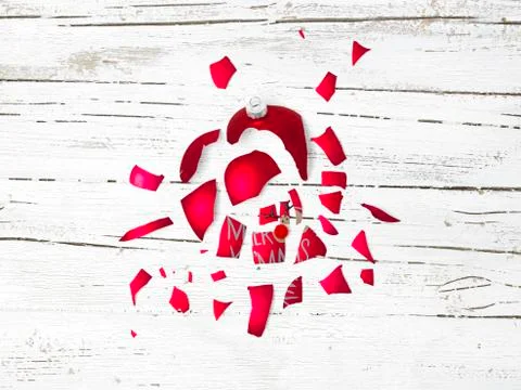 Great exploding red bauble with rudolph the red nosed reindeer on it  Foto stock