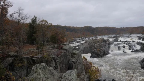 The Great Falls on the Potomac River Stock Footage 92424847