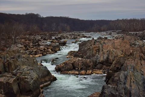 Great Falls stream 库存照片