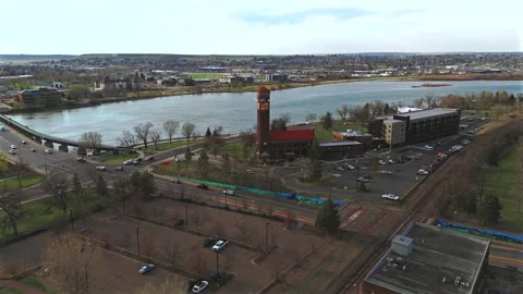 Great Falls, USA, May 5, 2026, Historic Milwaukee Road Depot Clock Tower Stock Footage 339067822