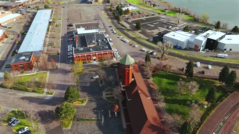Great Falls, USA, May 5, 2026, Drone Orbit Around Milwaukee Road Depot Stock Footage 339068070
