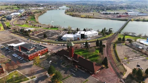 Great Falls, USA, May 5, 2026, Milwaukee Road Depot By Missouri River Stock Footage 339068522